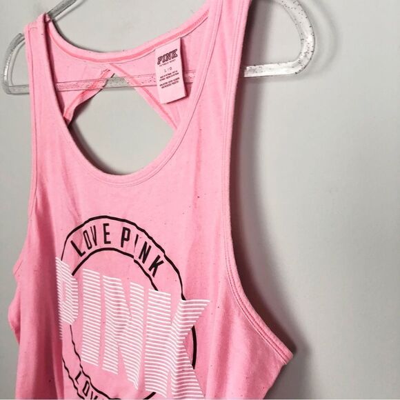 VICTORIA’S SECRET PINK | Coral Lounge Sleep Tank Top Cutout Back Women’s Size L - Picture 2 of 9
